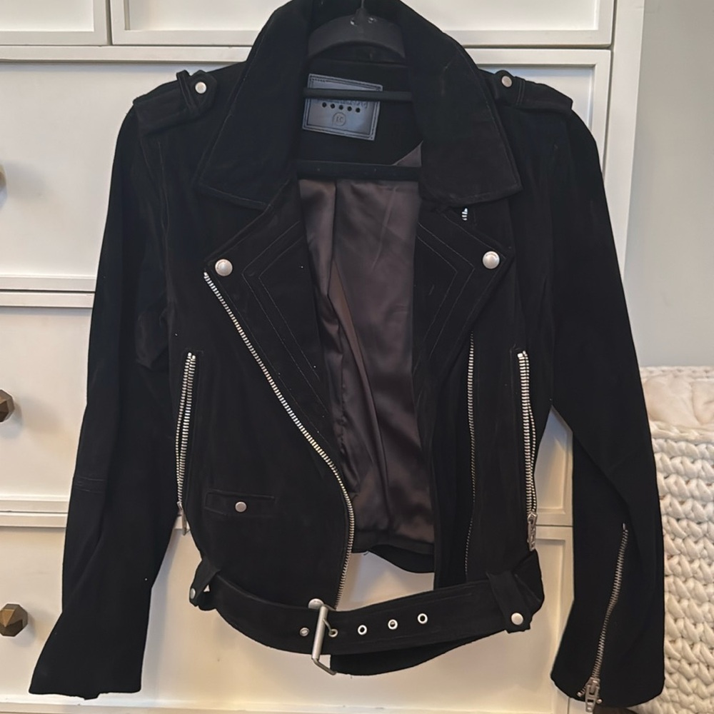 Blank NYC suede Moto Jacket Black